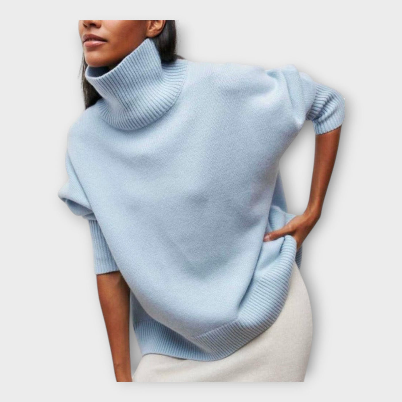 Плетен Пуловер с Висок Овратник